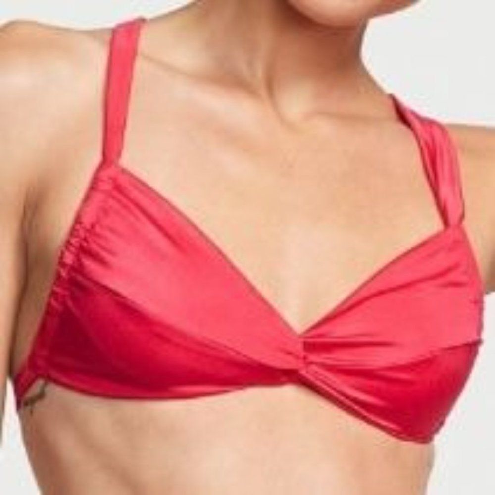 VICTORIA'S SECRET NWT Sz M Wild Strawberry Twist Bralette Bikini Swim Top - Picture 5 of 7
